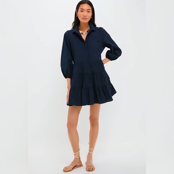 New Pomander Place - S - Tuckernuck Women's Mabel Mini Dress Navy - Picture 4 of 8